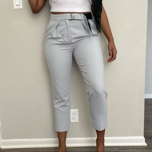 Topshop pastel blue dress pants with belt, cropped leg